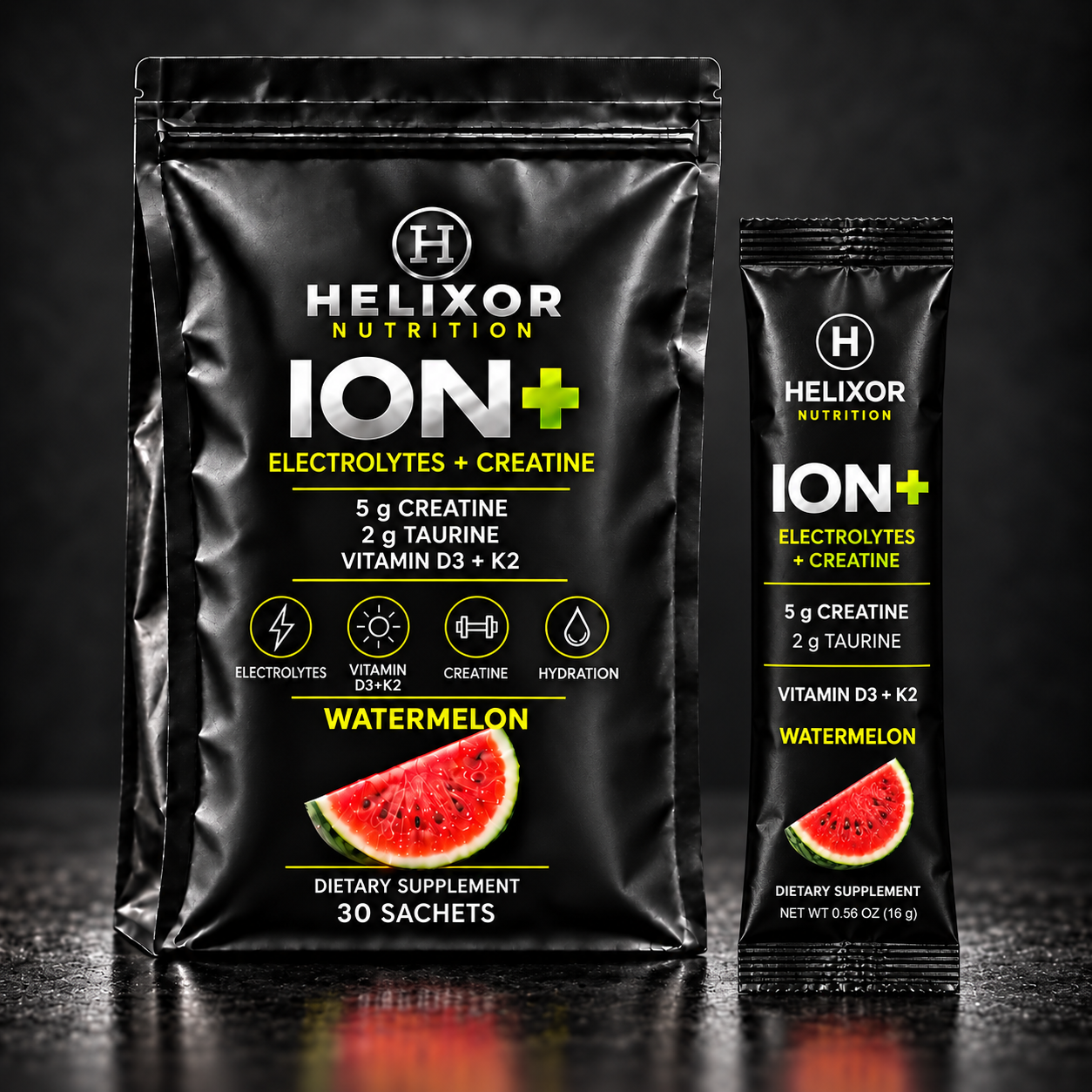 ION+ watermelon bag and sachet